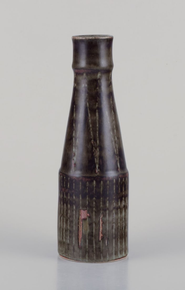 Carl Harry Stålhane for Rörstrand Atelje, Sweden. Bottle-shaped ceramic vase. Approx. (1 of 7)