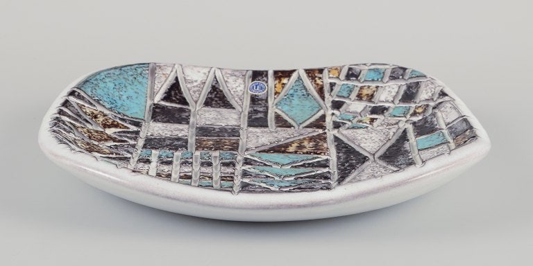 Ingrid Atterberg for Upsala Ekeby. Large ceramic dish. Geometric pattern. Approx. 1960. - 5