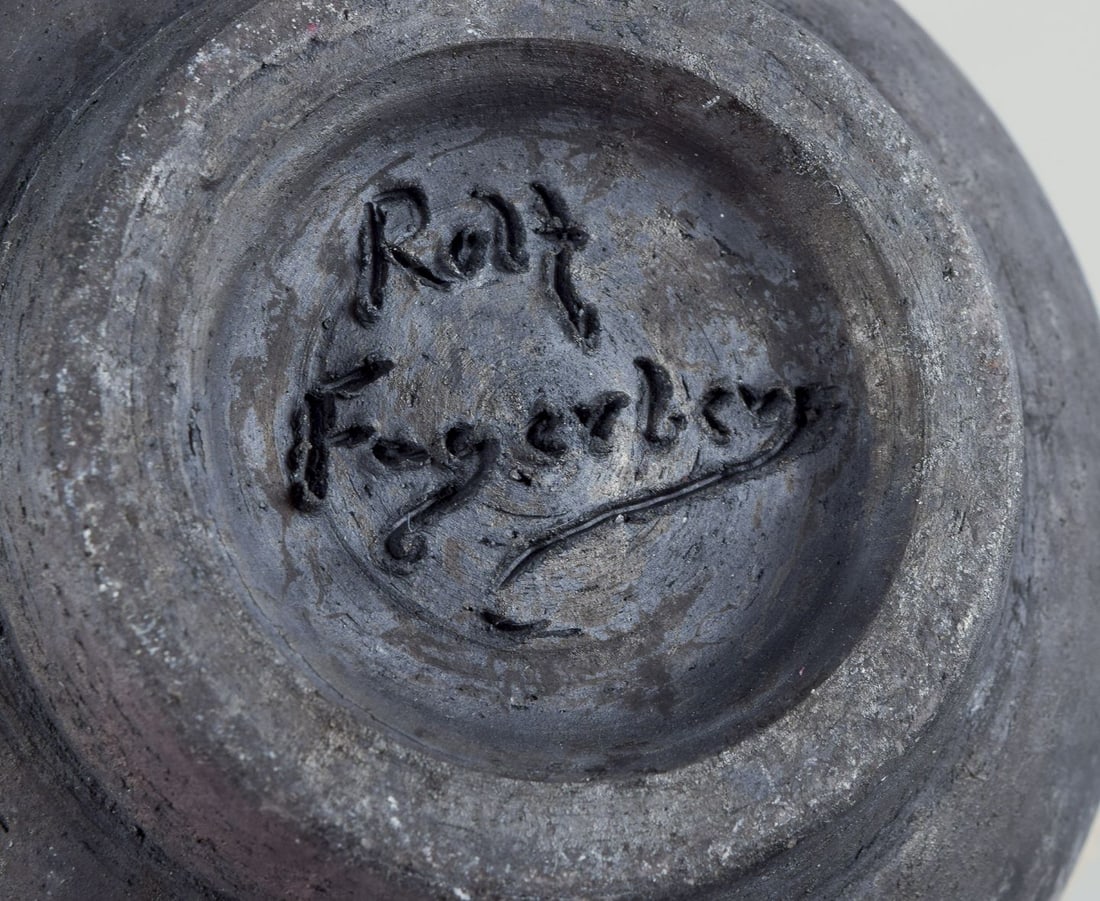 Rolf Fagerberg, Swedish ceramicist. Ceramic jar. Cream colored with abstract motifs. Late 20th C. - 7