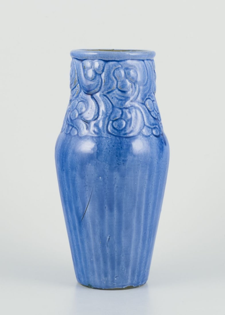 Svend Hammershøi for Kähler. Early and rare ceramic vase. Floral relief pattern. Approx. (1 of 8)
