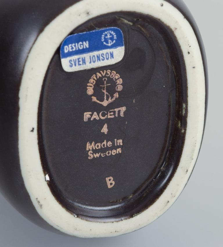 Sven Johnson for Gustavsberg.“Facett” ceramic vase. Motif of peacock and flowers. - 9