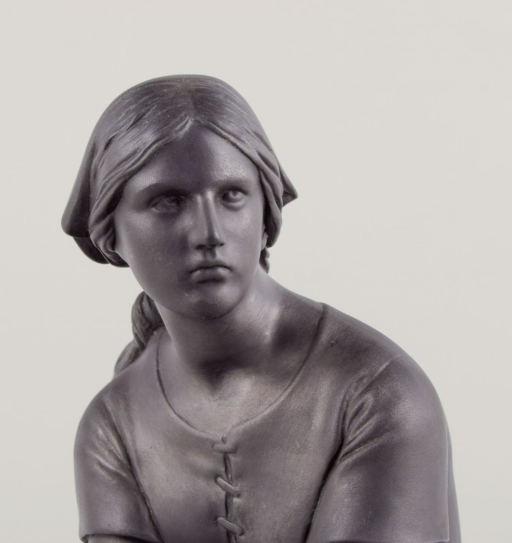 L. Hjorth, Bornholm. Figure of Joan of Arc in black terracotta. Ca. 1900. - 2