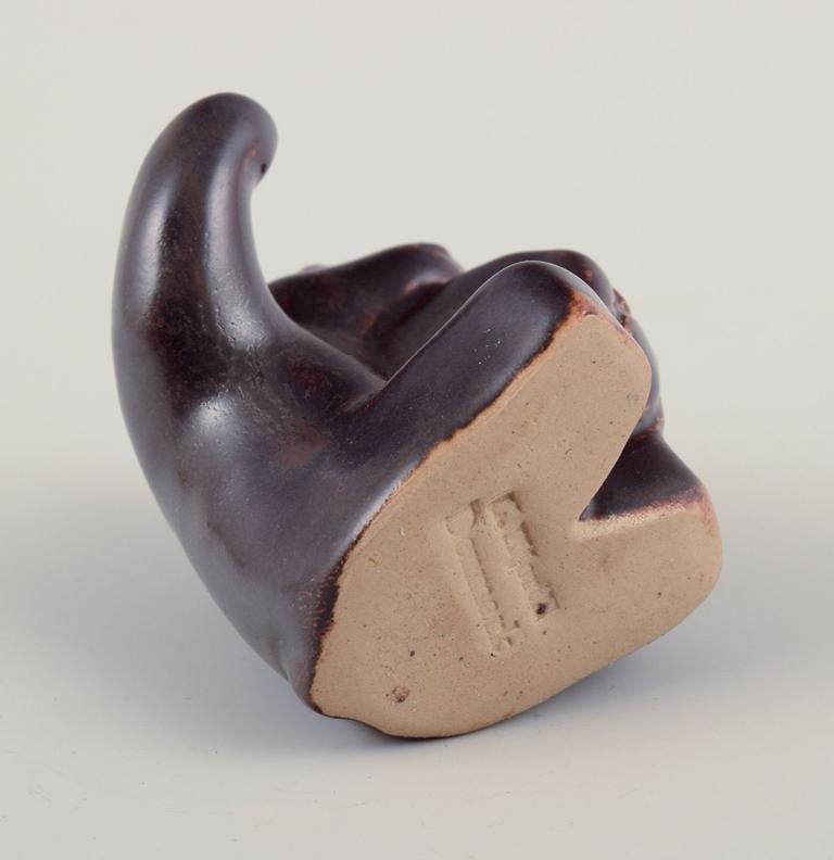 Hjorth, Bornholm. Three figurines of bear musicians in stoneware. Mid-20th C. - 7