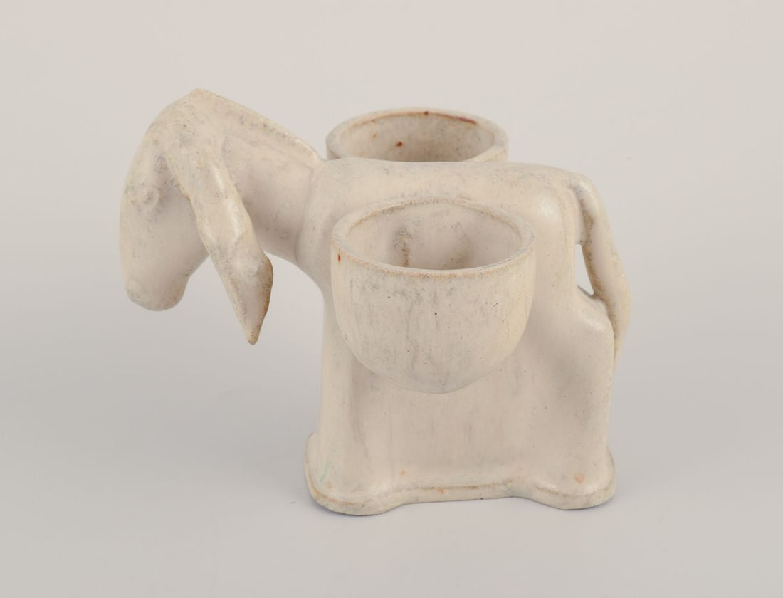 Arne Bang, Denmark. Own workshop. Figure of a donkey. Salt cellar. Mid-20th C. - 2