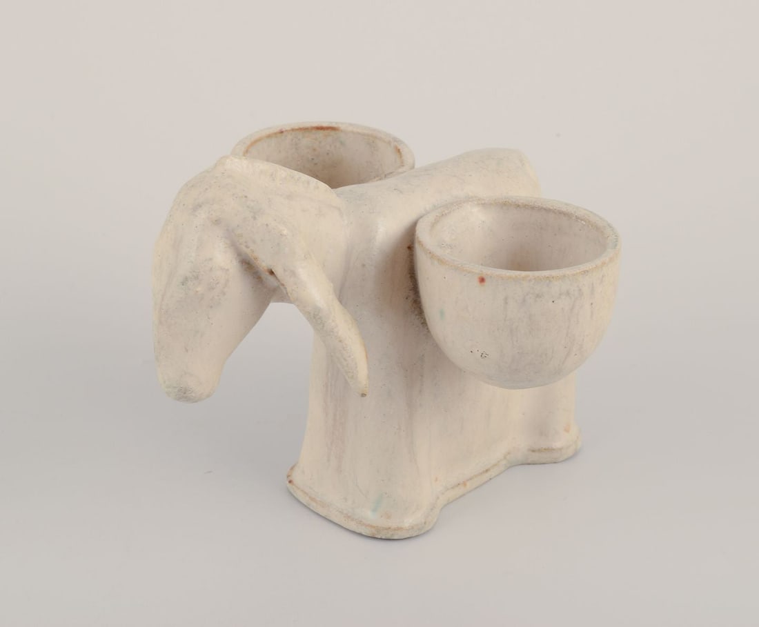 Arne Bang, Denmark. Own workshop. Figure of a donkey. Salt cellar. Mid-20th C. - 3