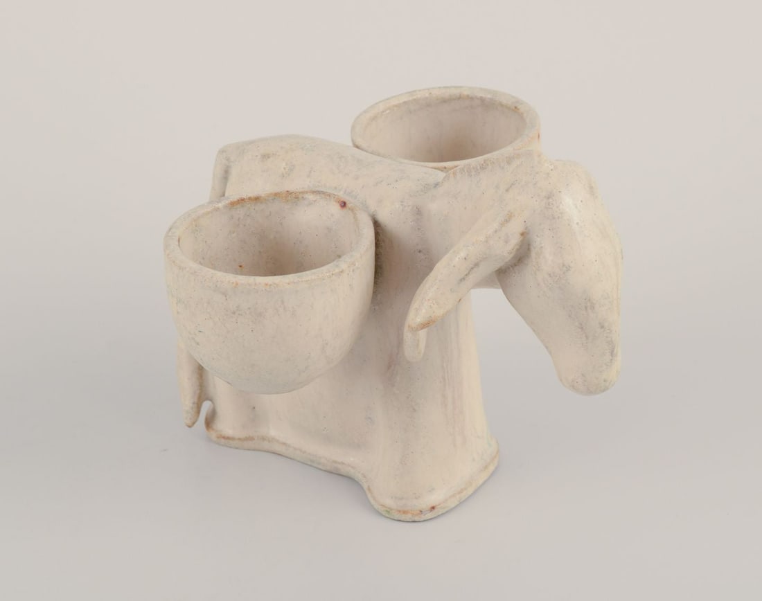 Arne Bang, Denmark. Own workshop. Figure of a donkey. Salt cellar. Mid-20th C. - 4
