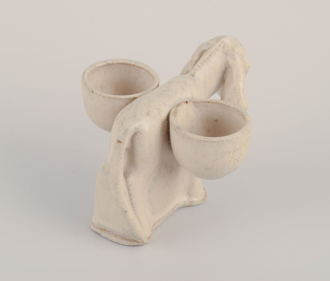 Arne Bang, Denmark. Own workshop. Figure of a donkey. Salt cellar. Mid-20th C. - 5