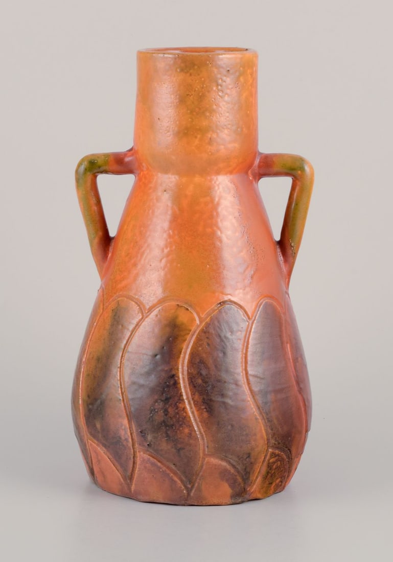 Martin Mortensen, Danish ceramicist. Ceramic Art Nouveau vase with handles. - 4