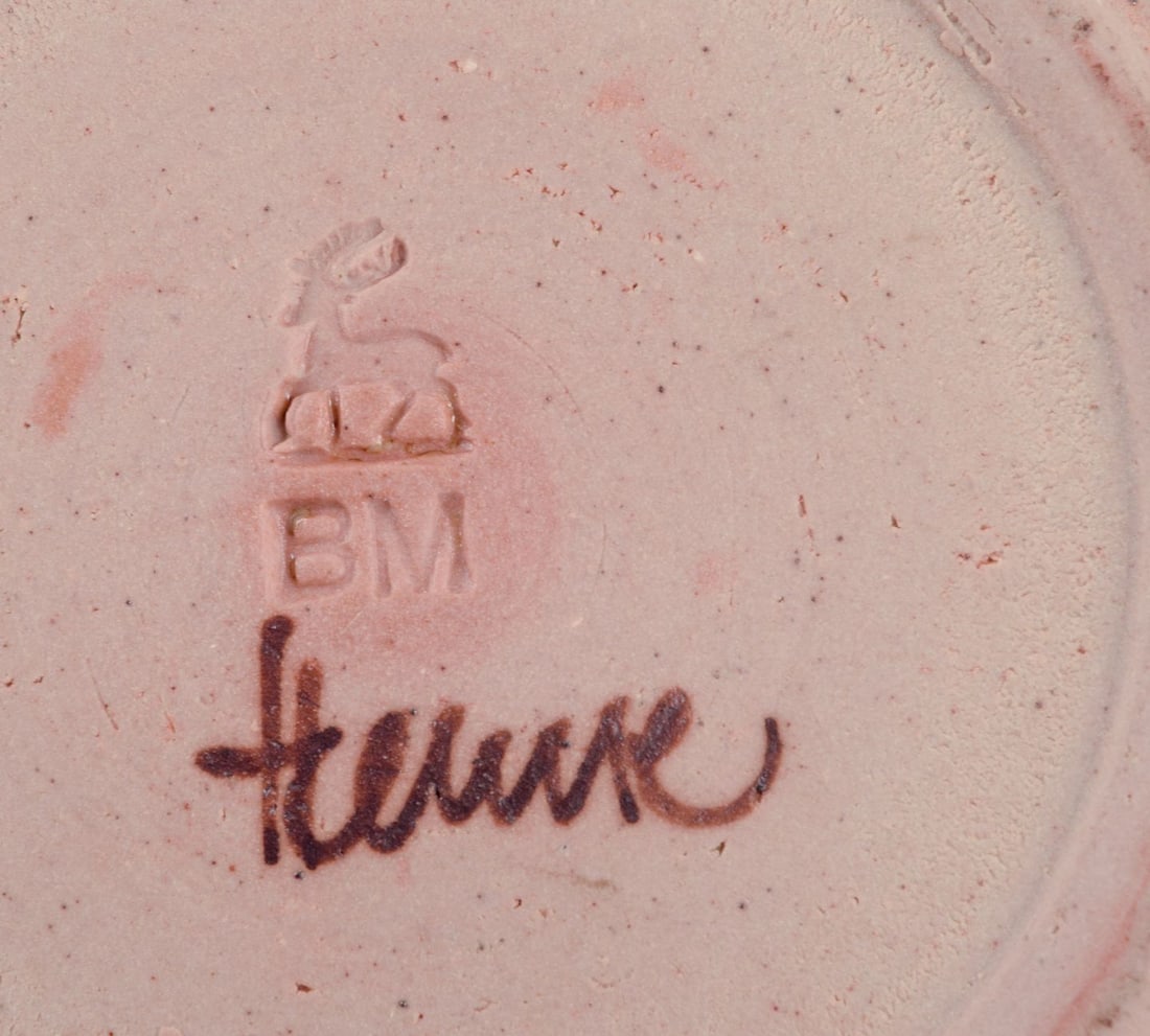 Hjort, Bornholm. Ceramic bowl with glaze in brown and sand colored shades. Ca. 1970s. - 5