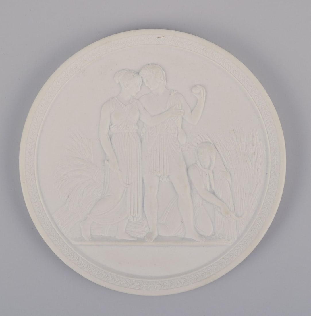 Royal Copenhagen. Three biscuit wall plaques, after motifs by Bertil Thorvaldsen. - 5