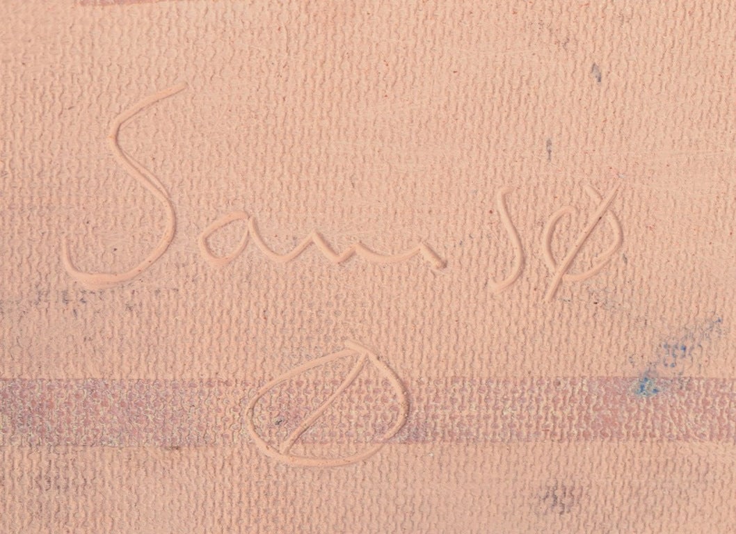 Danish ceramicist. Unique ceramic dish. Motif of a floating couple. 1960s - 8