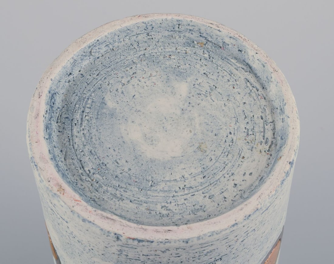 Aldo Londi for Bitossi, Italy. Large "Ikano" ceramic vase with gray glaze and silver-gold circles. - 6