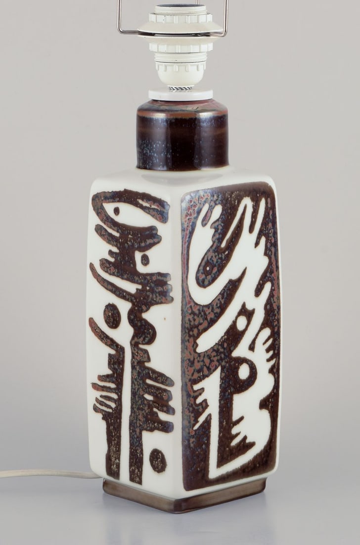 Carl Harry Stålhane for Rörstrand. Large "Orient" ceramic table lamp. Japanese style. - 4