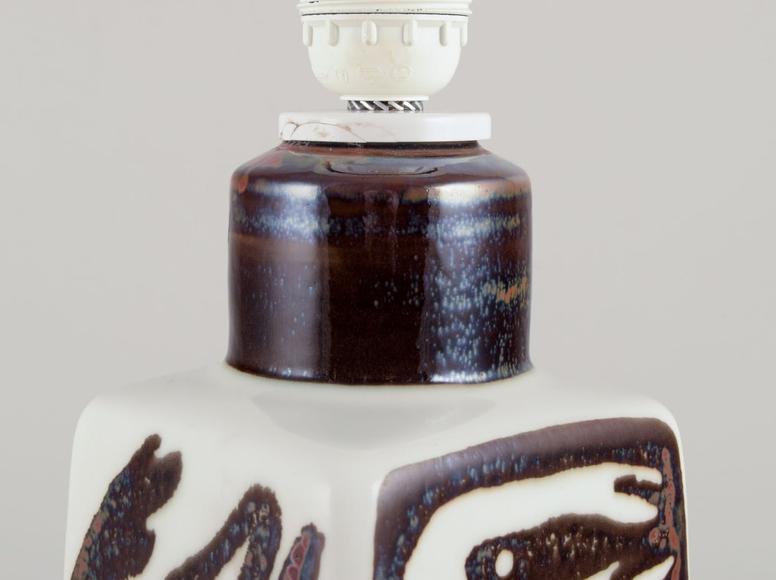 Carl Harry Stålhane for Rörstrand. Large "Orient" ceramic table lamp. Japanese style. - 7