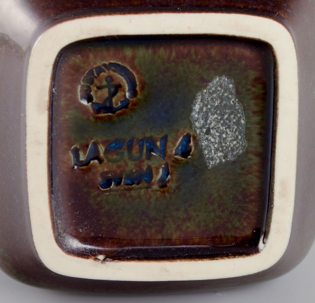 Sven Jonson for Gustavsberg. "Lagun" vase in stoneware. Beautiful glaze in blue tones. 1960s/1970s. - 7