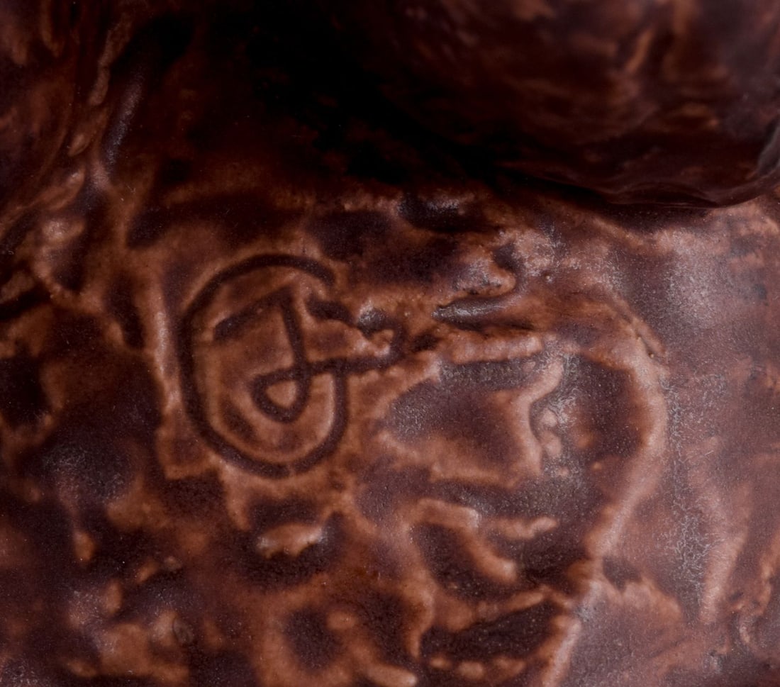 Jeanne Grut for Royal Copenhagen Aluminia faience. Large figurine of a brown bear. Dated 1945 - 7