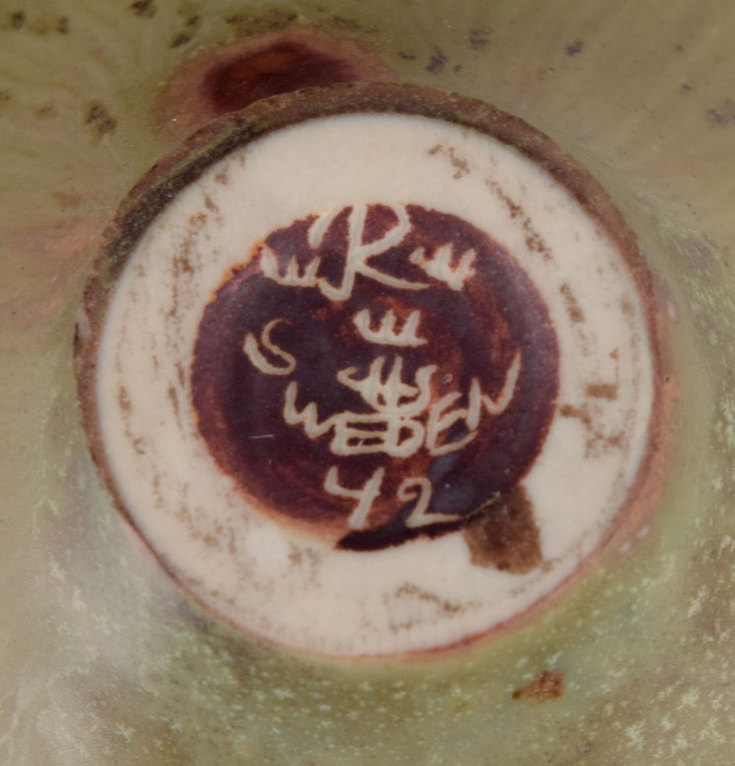 Carl Harry Stålhane for Rörstrand, miniature bowl. Glaze in greenish tones. Mid-20th C. - 6