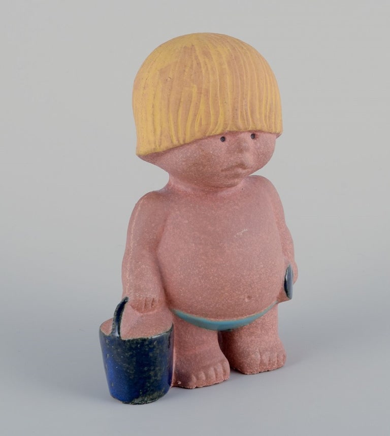 Lisa Larson for Gustavsberg. Stoneware figurine from the "Children of the World" series. Boy with a - 2