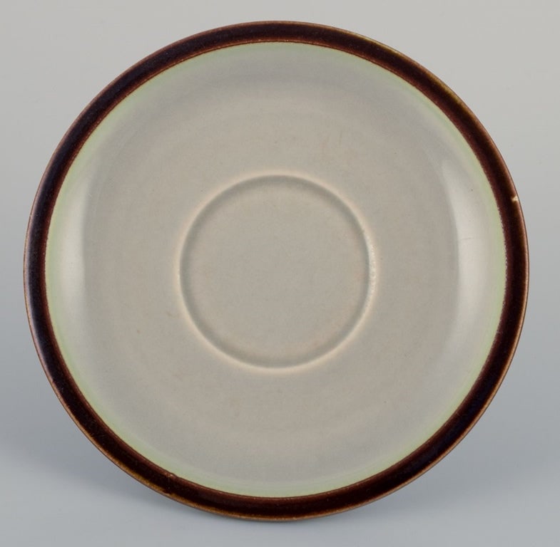 Bing & Grøndahl, Tema. Four sets of coffee cups and saucers in stoneware. 1970s. - 5