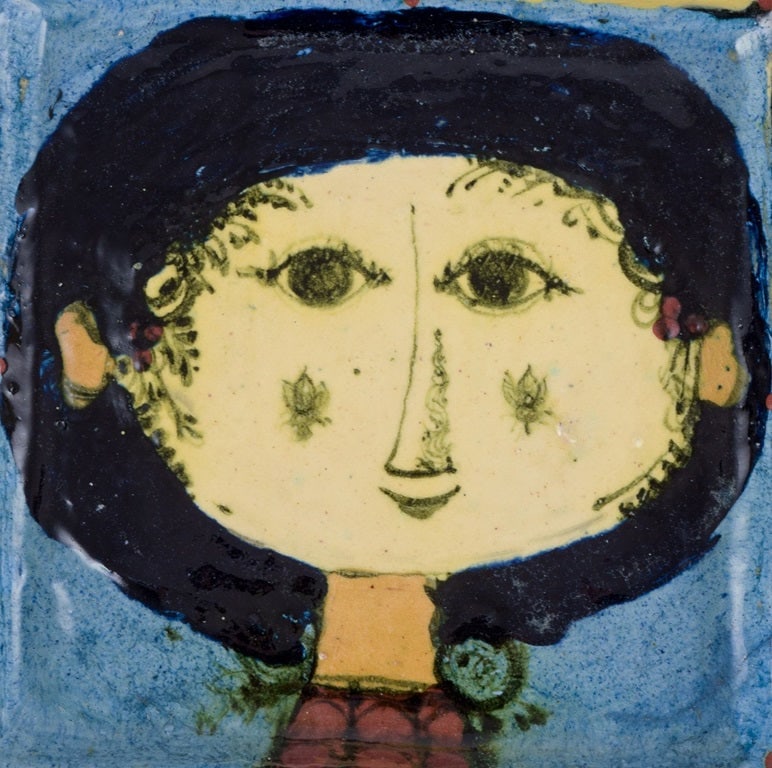 Bjørn Wiinblad, own workshop. Large ceramic bowl with female motif. Dated 1965. - 6