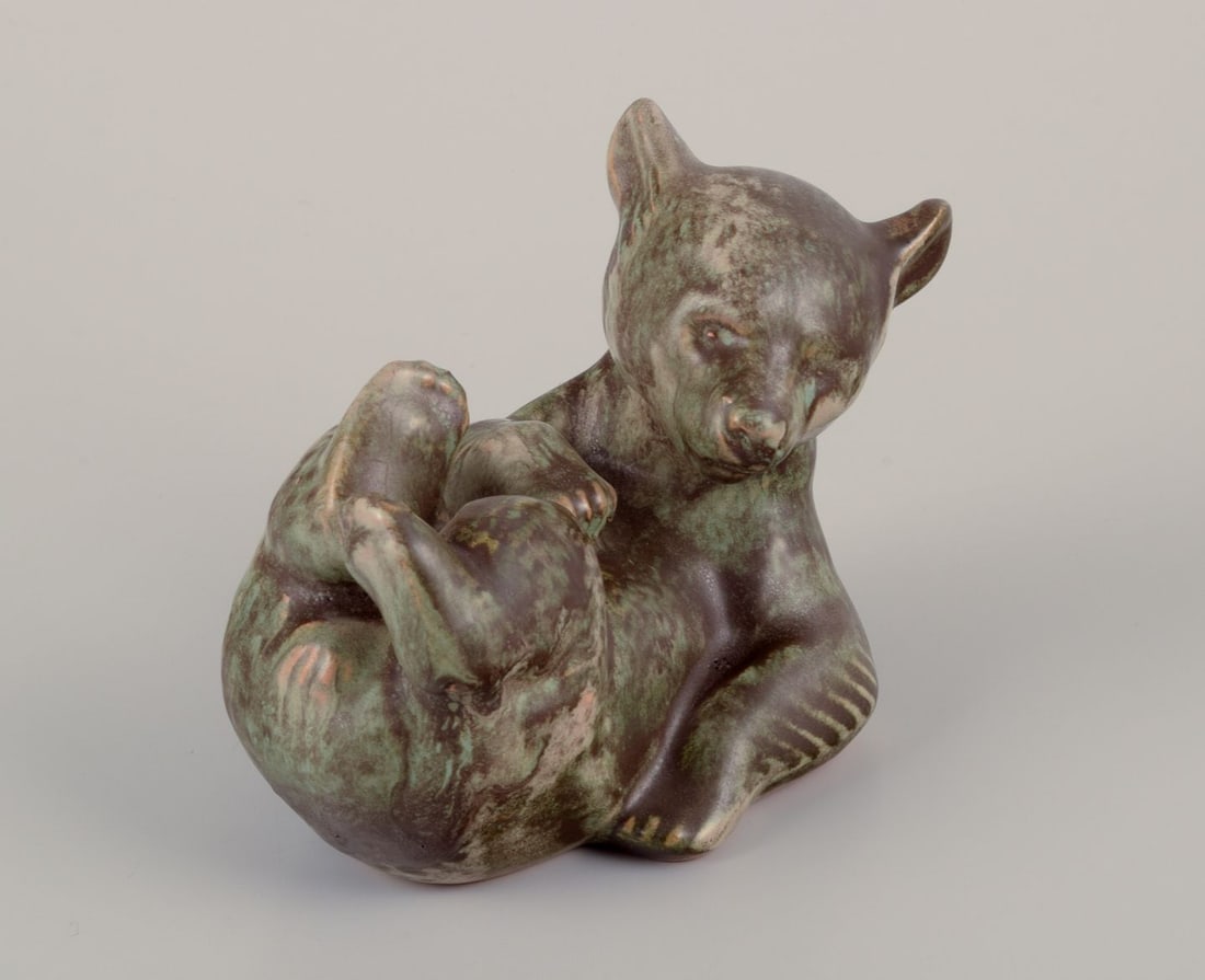 Johgus, Denmark. Ceramic figures of two bear cubs.. Approx. 1970 - 3