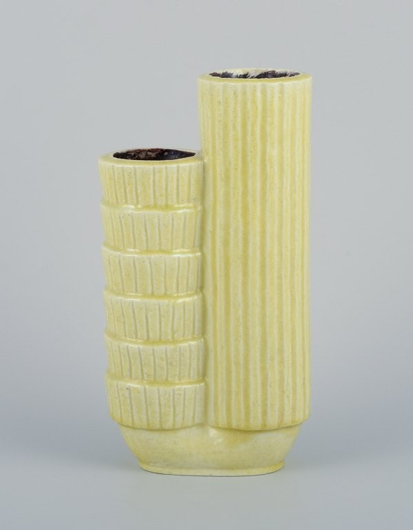 Gunnar Nylund for Rörstrand, Sweden. Two-part ceramic vase in chamotte clay. - 2