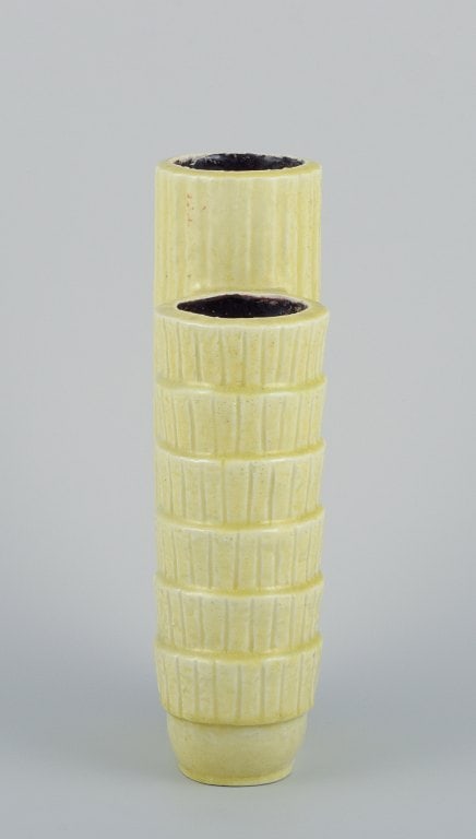Gunnar Nylund for Rörstrand, Sweden. Two-part ceramic vase in chamotte clay. - 3