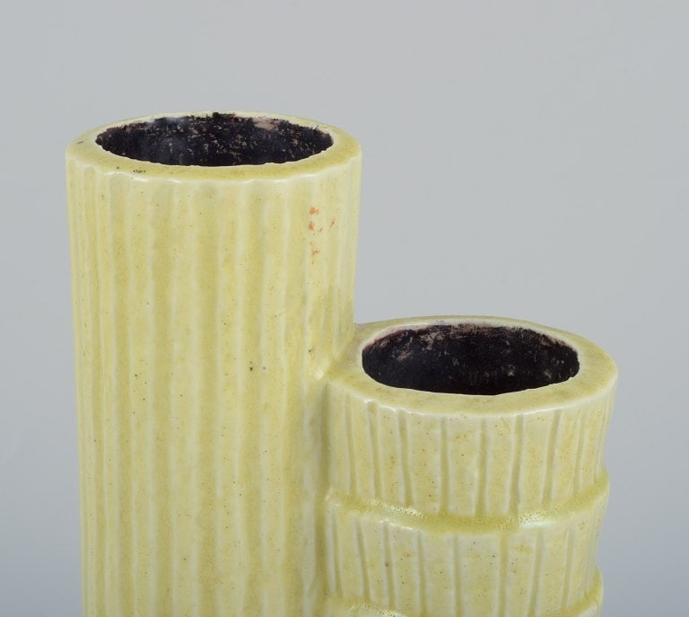 Gunnar Nylund for Rörstrand, Sweden. Two-part ceramic vase in chamotte clay. - 4
