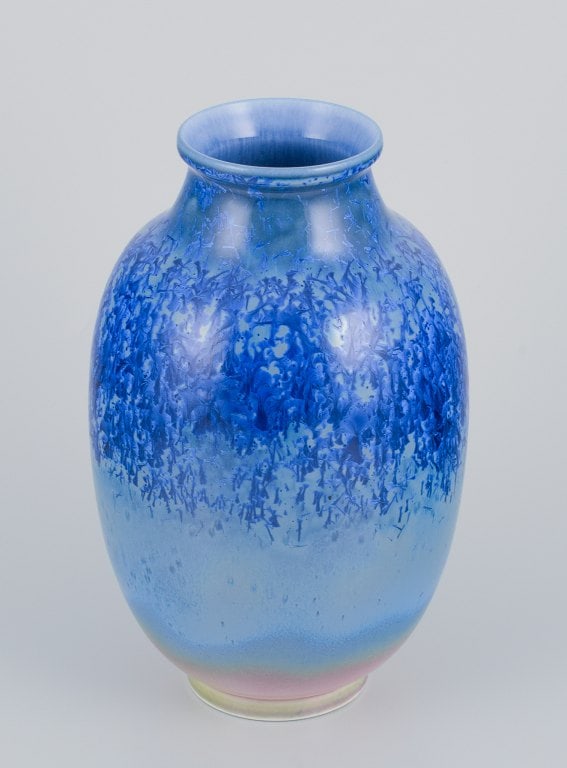 Sevres, France. Large unique porcelain vase with crystal glaze in blue shades. - 3