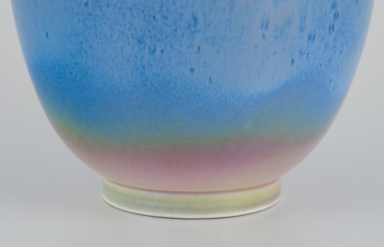 Sevres, France. Large unique porcelain vase with crystal glaze in blue shades. - 6