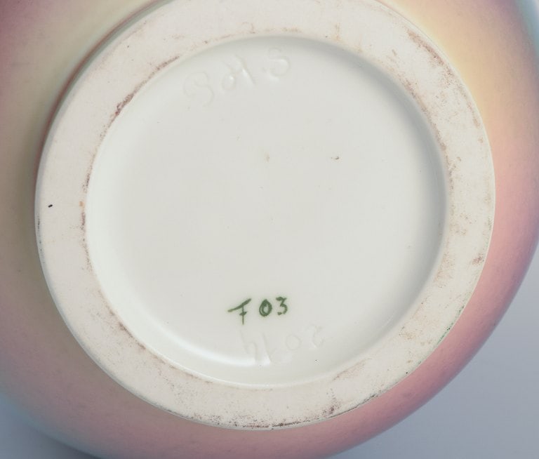 Sevres, France. Large unique porcelain vase with crystal glaze in blue shades. - 8