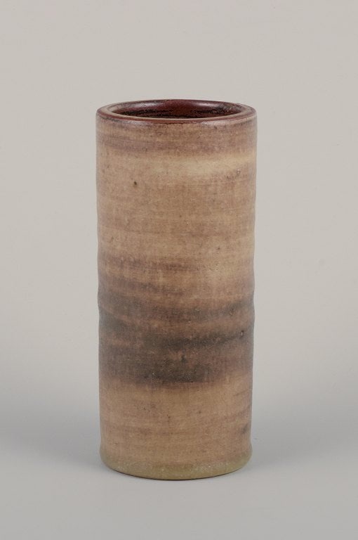 Mobach, Netherlands, two unique vases. Glaze in brown-green tones. - 4