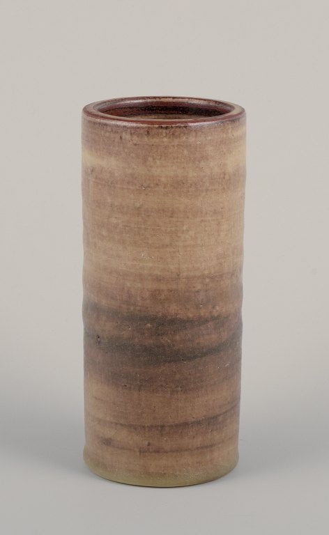 Mobach, Netherlands, two unique vases. Glaze in brown-green tones. - 5