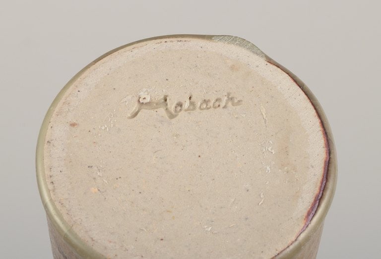 Mobach, Netherlands, two unique vases. Glaze in brown-green tones. - 8