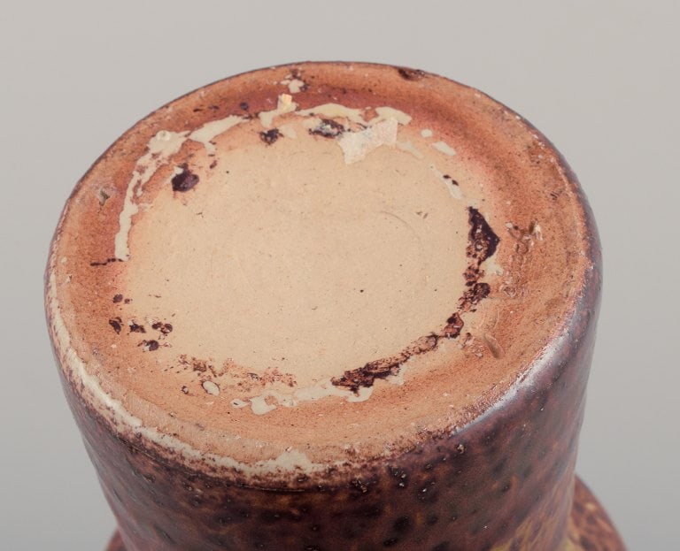 Mobach, Netherlands, two unique vases. Glaze in brown-green tones. - 9