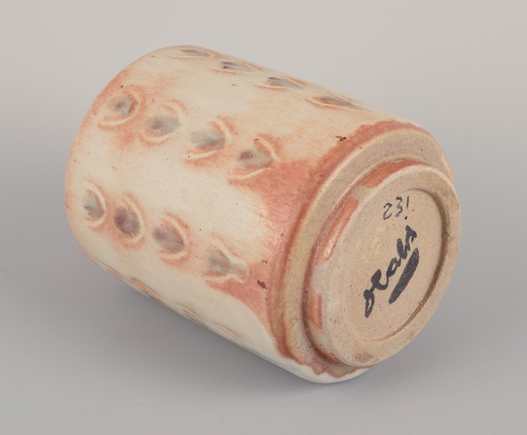 Peder Hald, Danish ceramist. Unique ceramic vase with glaze in light tones. - 6