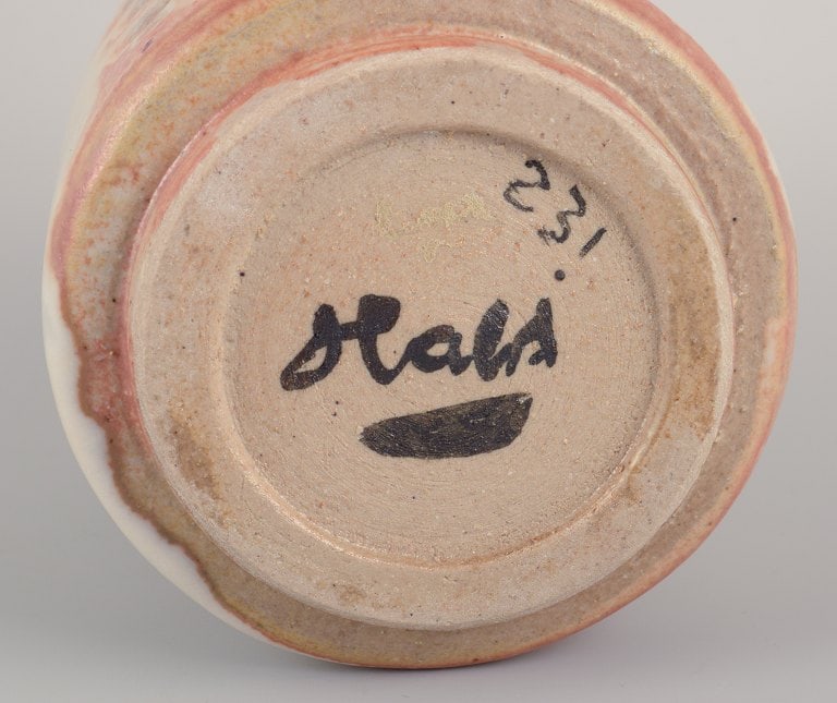 Peder Hald, Danish ceramist. Unique ceramic vase with glaze in light tones. - 7