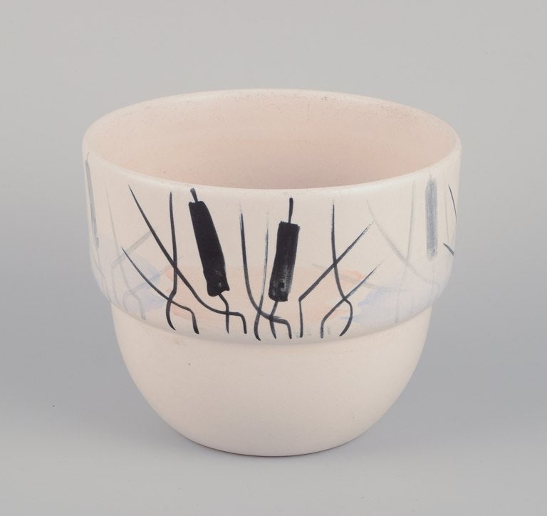 Paul Milet for Sevres, France. A pair of unique ceramic plant pot holders. Hand-decorated with - 2