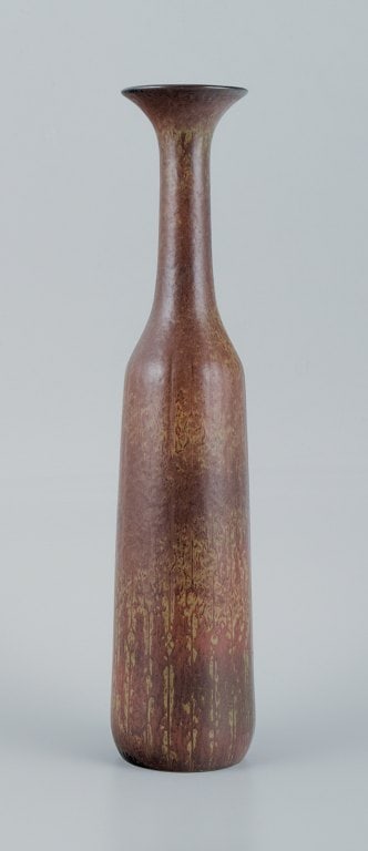 Gunnar Nylund for Rörstrand, large ceramic vase with mottled glaze in brown tones. (1 of 6)