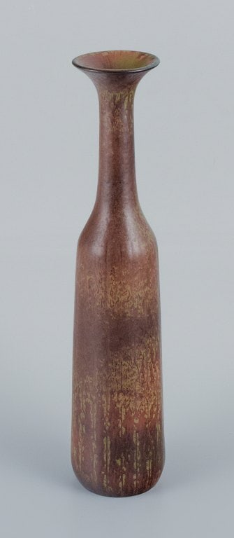 Gunnar Nylund for Rörstrand, large ceramic vase with mottled glaze in brown tones. - 2