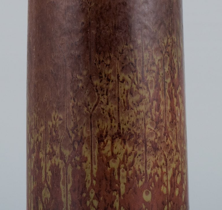 Gunnar Nylund for Rörstrand, large ceramic vase with mottled glaze in brown tones. - 4