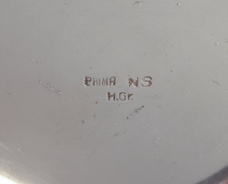 Arne Bang, ceramic marmalade jar in grooved design. Beautiful dark green glaze. - 9