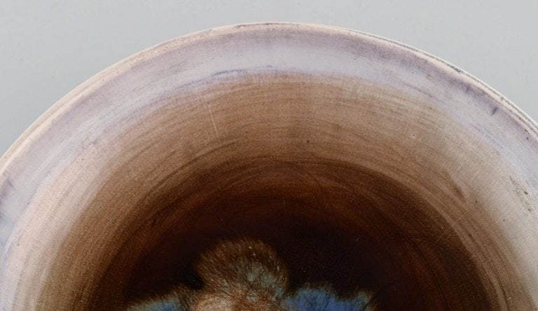 Georges Jouve (1910-1964), France. Unique bowl in glazed stoneware. Beautiful glaze in blue and - 5