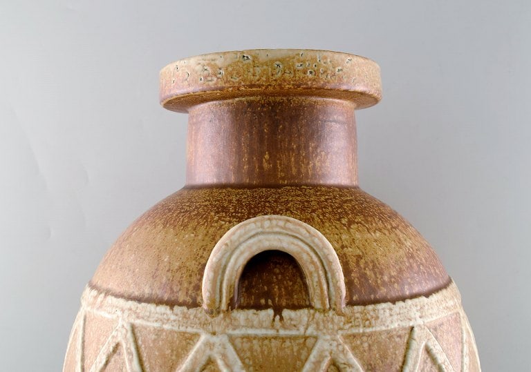 Gunnar Nylund for Rörstrand / Rorstrand. Colossal unique floor vase with geometric pattern in - 5