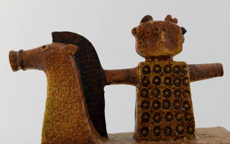 Rare Gustavsberg Studio hand, horse and man by Stig Lindberg, Swedish ceramist. - 4