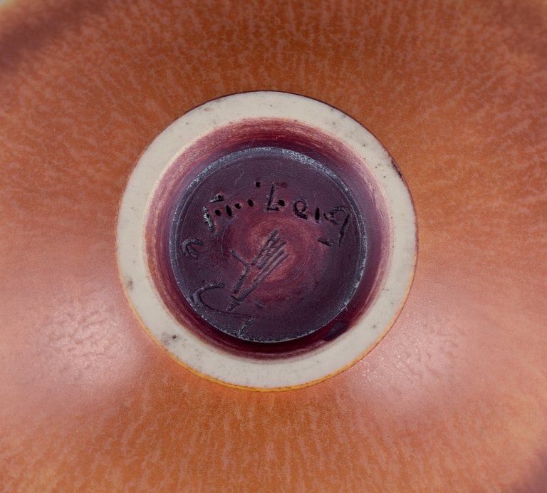 Berndt Friberg (1899-1981) for Gustavsberg Studiohand. Unique ceramic bowl in light brown hares fur - 8