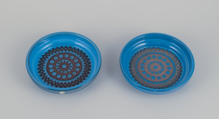 Mari Simmulson (1911-2000) for Upsala Ekeby, Sweden. A pair of low ceramic bowls with blue-toned (1 of 9)