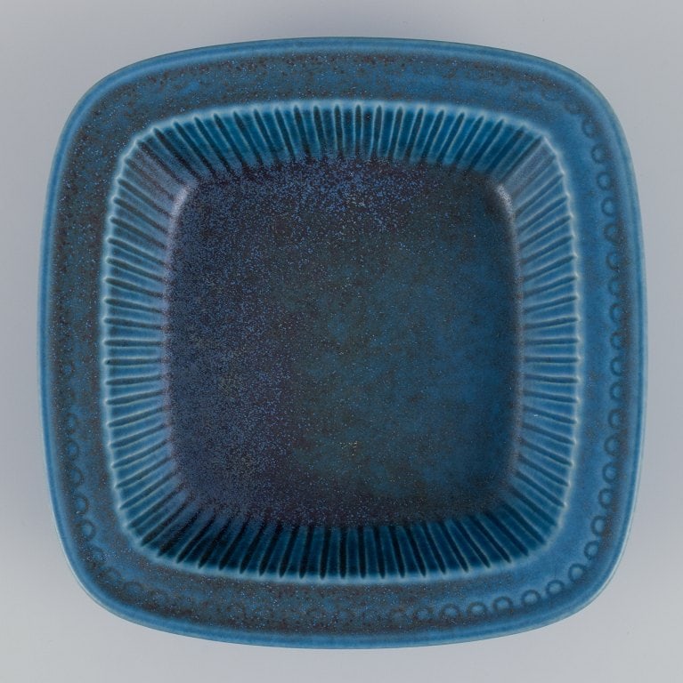Gunnar Nylund (1904-1997) for Rörstrand, Sweden. Low bowl with blue-toned glaze from the - 5
