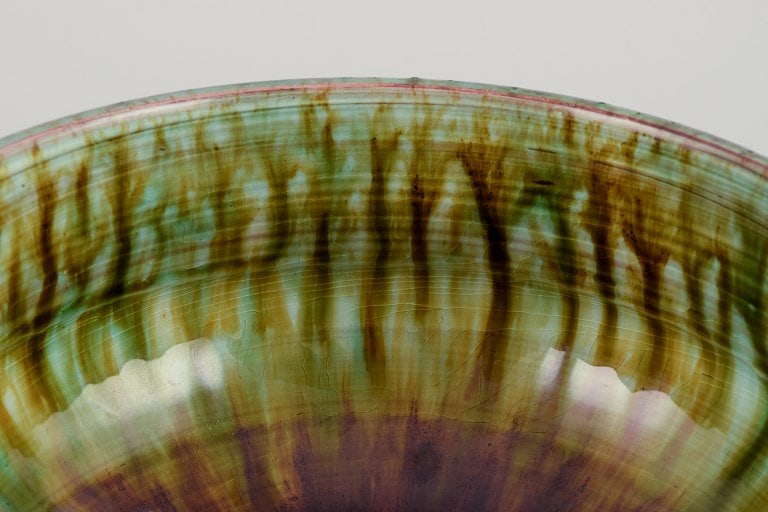 Szilasi, Visby, Sweden. Unique ceramic bowl and vase. Glazed in green-brown tones. - 7