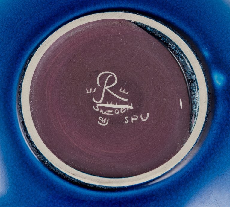 Carl Harry Stålhane (1920-1990) for Rörstrand, Sweden. Ceramic bowl in turquoise glaze. - 5